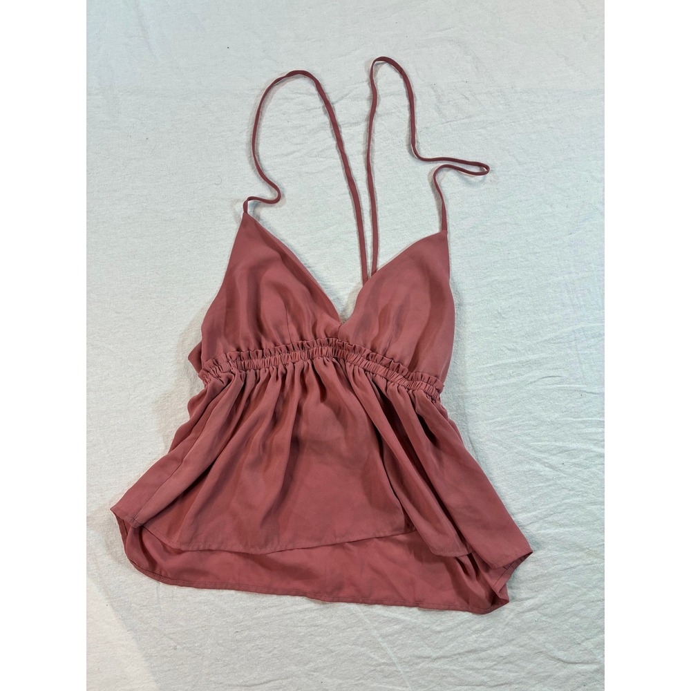 Paper Moon Womens Large Mauve Pink Empire Waist Strappy Open Back Cami Top U94